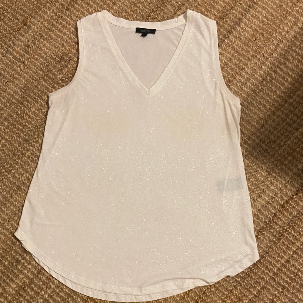 White Sleeveless V-Neck Top Eclipse Lg